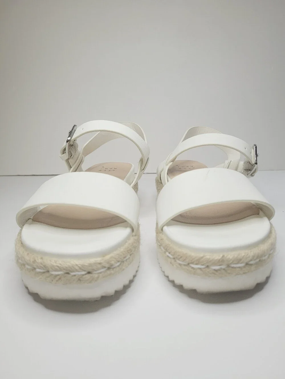 A New Day Rianne Strappy White Espadrille Sandals Women's 7.5 Platform Summer